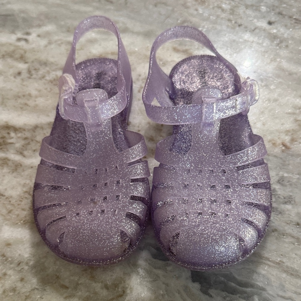 Kids Glitter Jelly Sandals - Purple